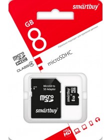 Карта памяти MicroSDHC 8Gb (Class 4) SmartBuy + Адаптер SD.. Карта памяти MicroSDHC 8Gb (Class 4) SmartBuy + Адаптер SD..