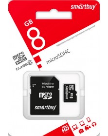 Карта памяти MicroSDHC 8Gb (Class 10) SmartBuy + Адаптер SD.. Карта памяти MicroSDHC 8Gb (Class 10) SmartBuy + Адаптер SD..