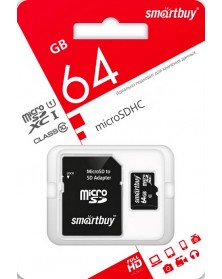 Карта памяти MicroSDXC 64Gb (Class 10) SmartBuy + Адаптер SD.. Карта памяти MicroSDXC 64Gb (Class 10) SmartBuy + Адаптер SD..